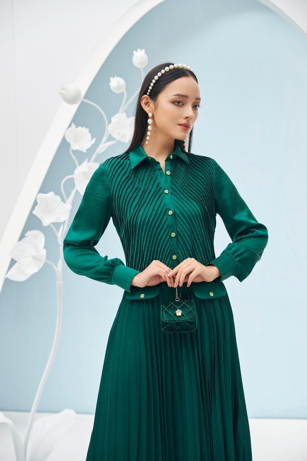 Ariel Pleated Midi Dress MEAN BLVD