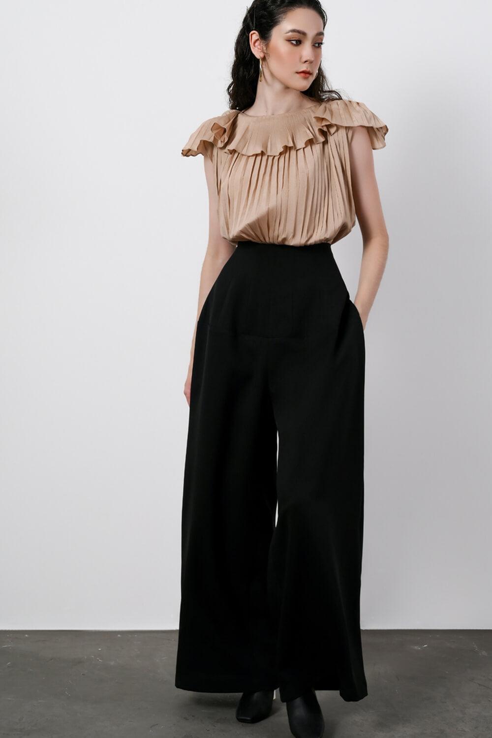 Arya Straight Wide Leg Cotton Long Length Pants MEAN BLVD
