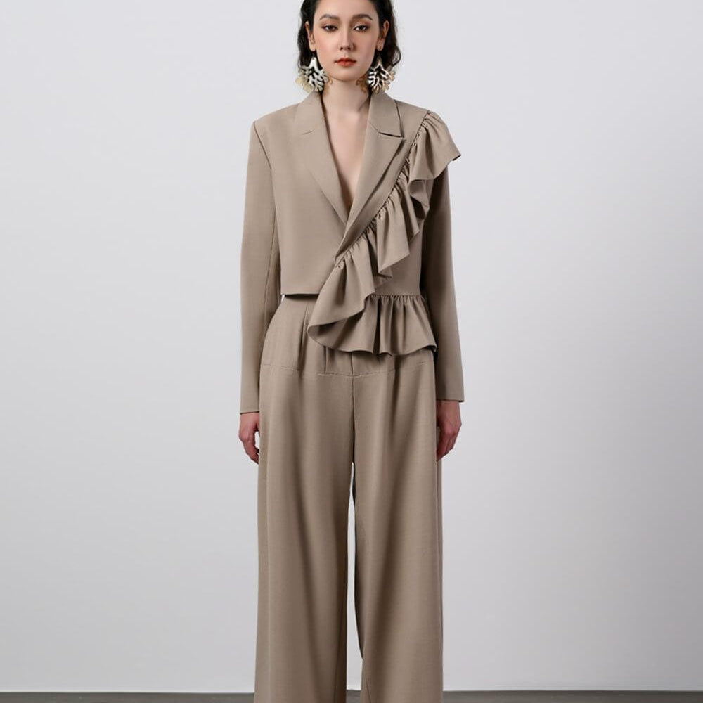 Arya Straight Wide Leg Cotton Long Length Pants MEAN BLVD