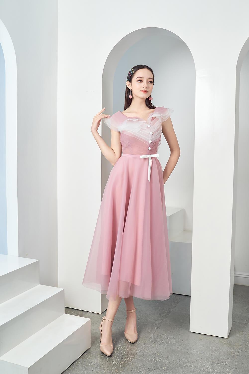 Baskom Ruffle Neckline Dress MEAN BLVD