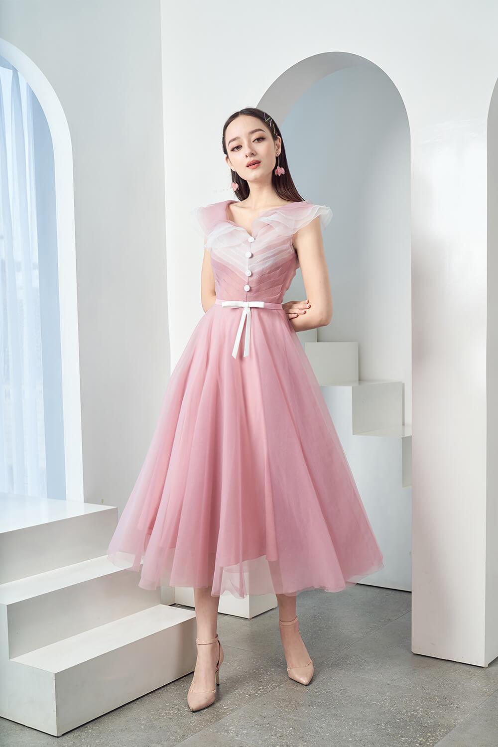 Baskom Ruffle Neckline Dress MEAN BLVD