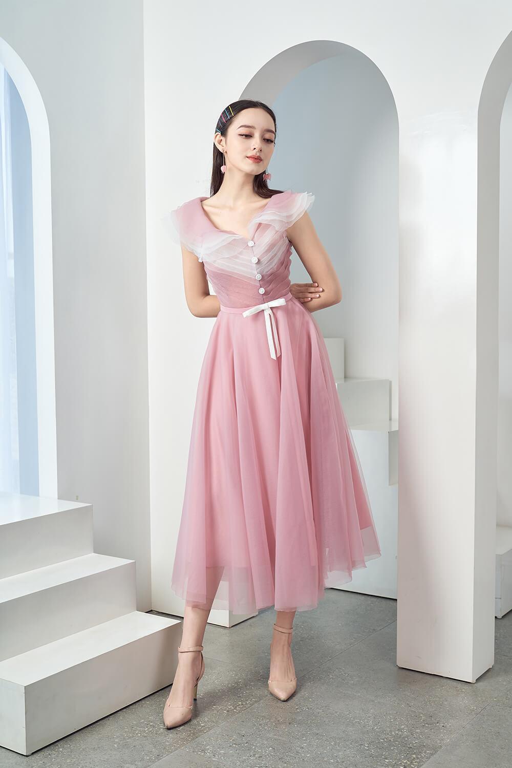 Baskom Ruffle Neckline Dress MEAN BLVD