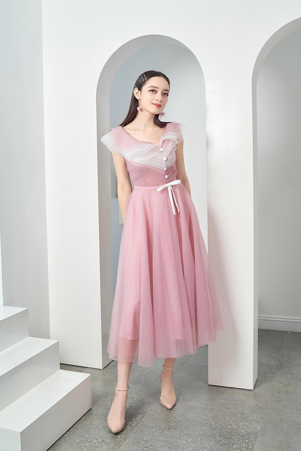 Baskom Ruffle Neckline Dress MEAN BLVD