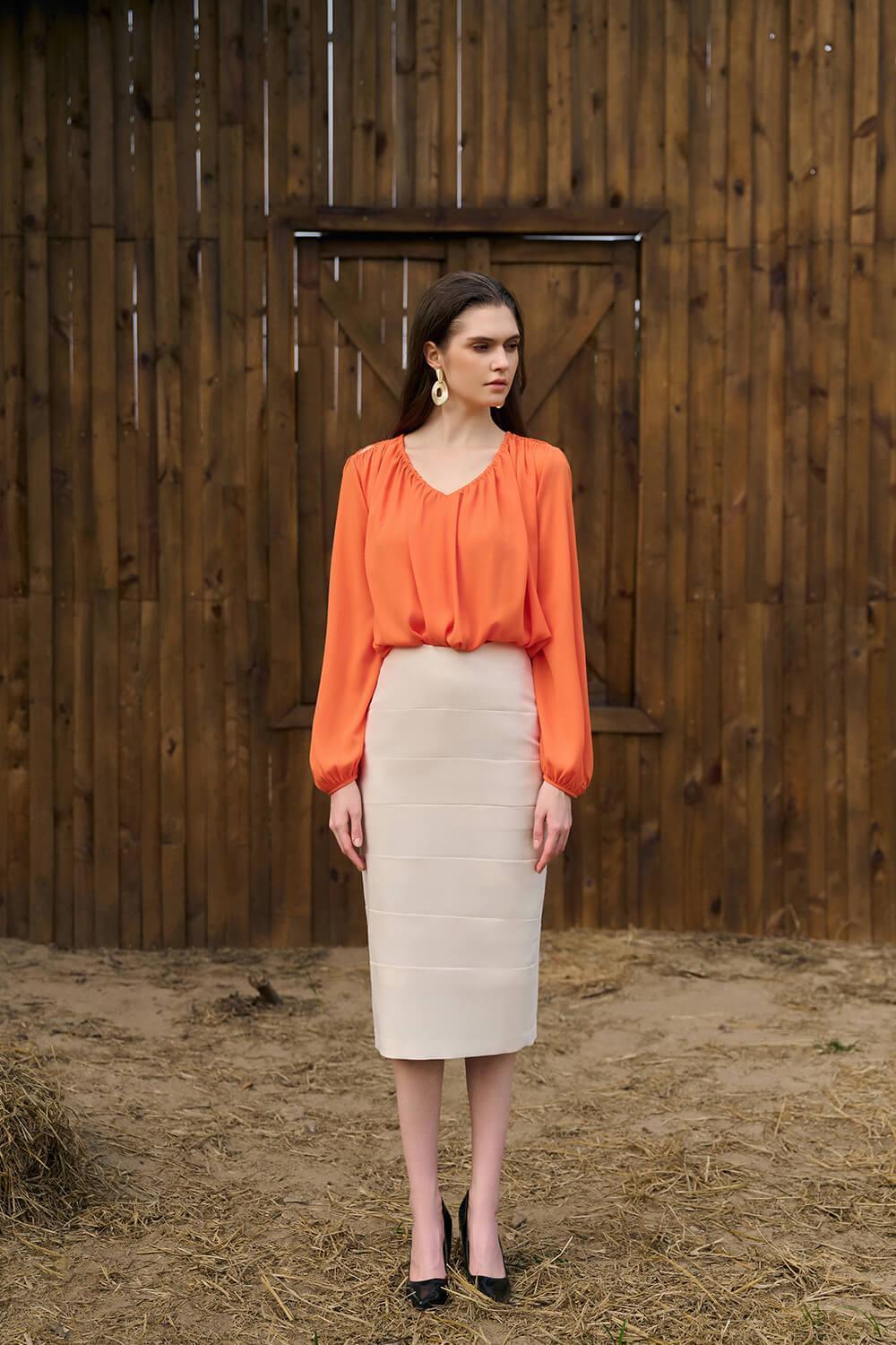 Beriell Pencil Draped Twill Midi Skirt - MEAN BLVD