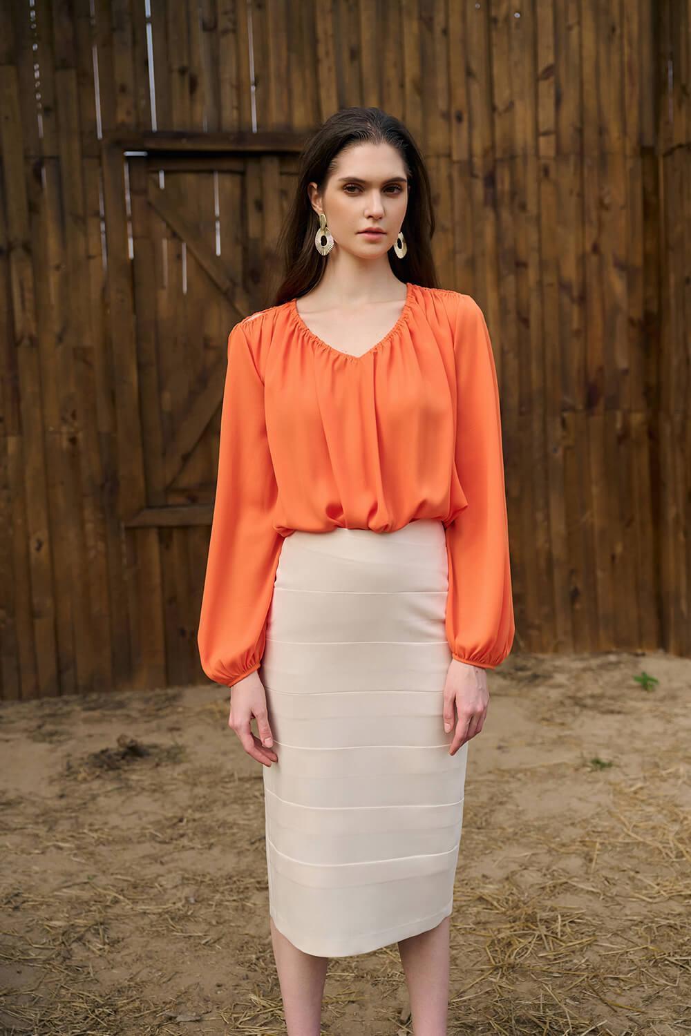 Beriell Pencil Draped Twill Midi Skirt - MEAN BLVD