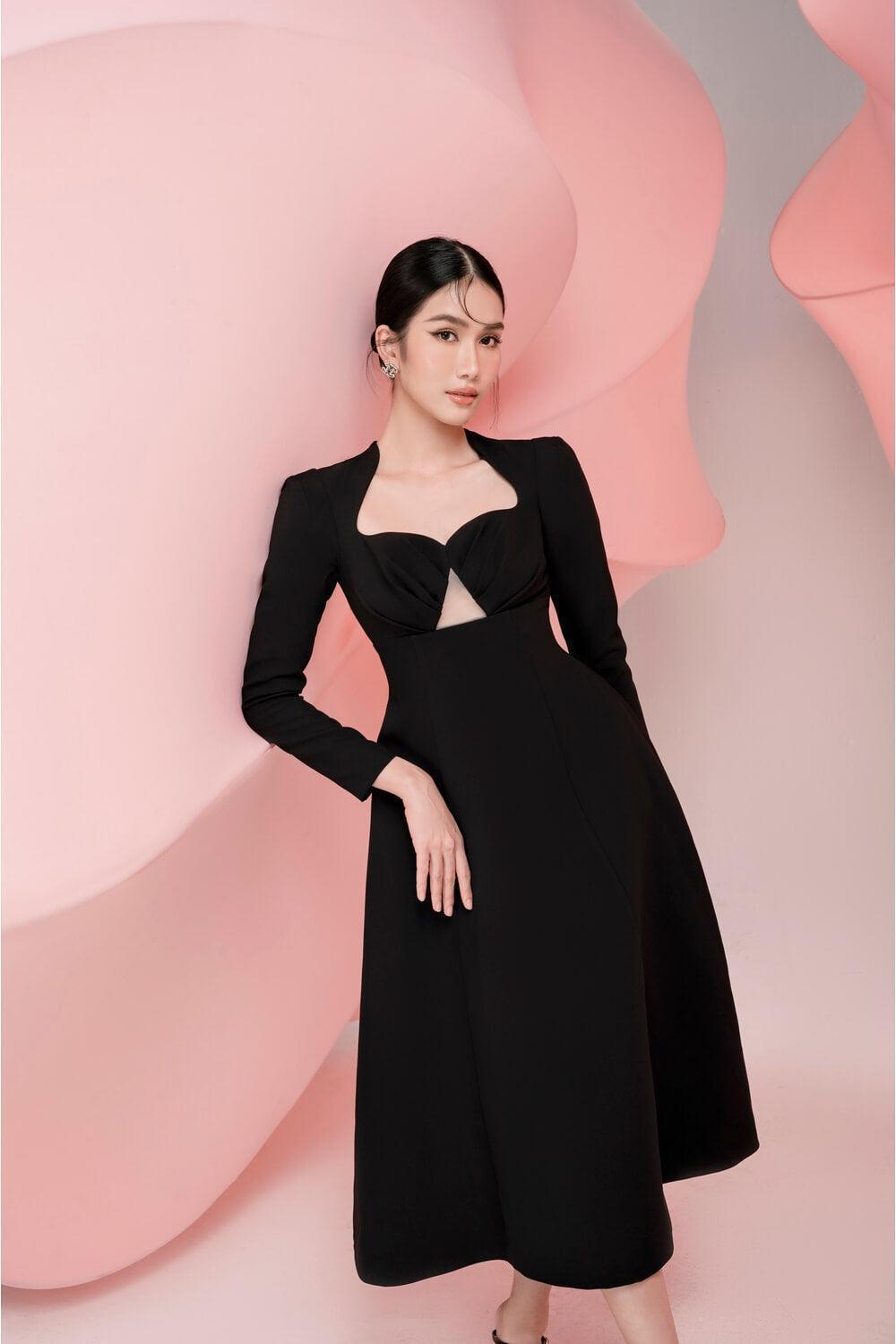 blair midi dress Women's Blair Fit and Flare Chest Cup Cotton Spandex Midi Dress S/M/L Black MEAN BLVD S / Black