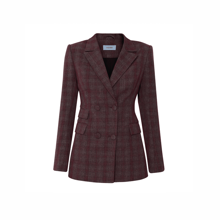 Burgundy Checked Slim Suit Jacket MEAN BLVD