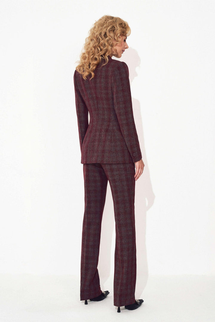 Burgundy Checked Slim Suit Jacket MEAN BLVD