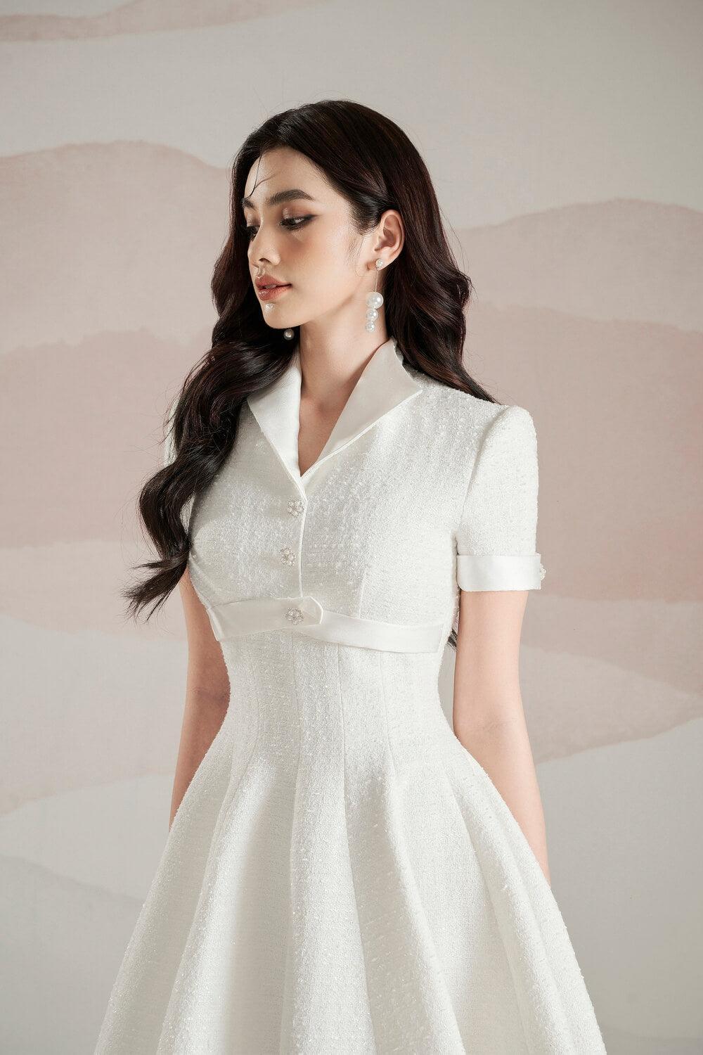 Women's Carolin Circle Short Sleeved Tweed Mini Dress S/M/L White Mean Blvd M / White Women's Carolin Circle Short Sleeved Tweed Mini Dress S/M/L White Mean Blvd M / White