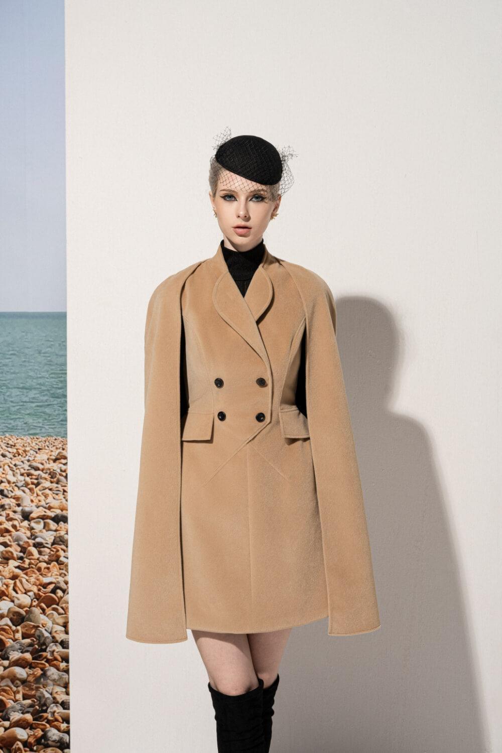 Women's Celine Cape V-Neck Fleece Mini Dress S/M/L Golden Brown MEAN BLVD M / Golden Brown Women's Celine Cape V-Neck Fleece Mini Dress S/M/L Golden Brown MEAN BLVD M / Golden Brown
