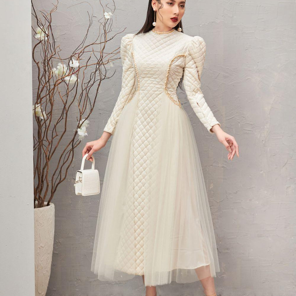 Clara Fit and Flare Round Neck Velvet Midi Dress - MEAN BLVD