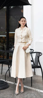 Daisy Fit and Flare Bracelet Sleeved Tweed Set MEAN BLVD