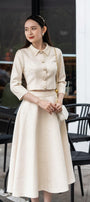 Daisy Fit and Flare Bracelet Sleeved Tweed Set MEAN BLVD