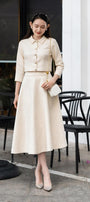 Daisy Fit and Flare Bracelet Sleeved Tweed Set MEAN BLVD