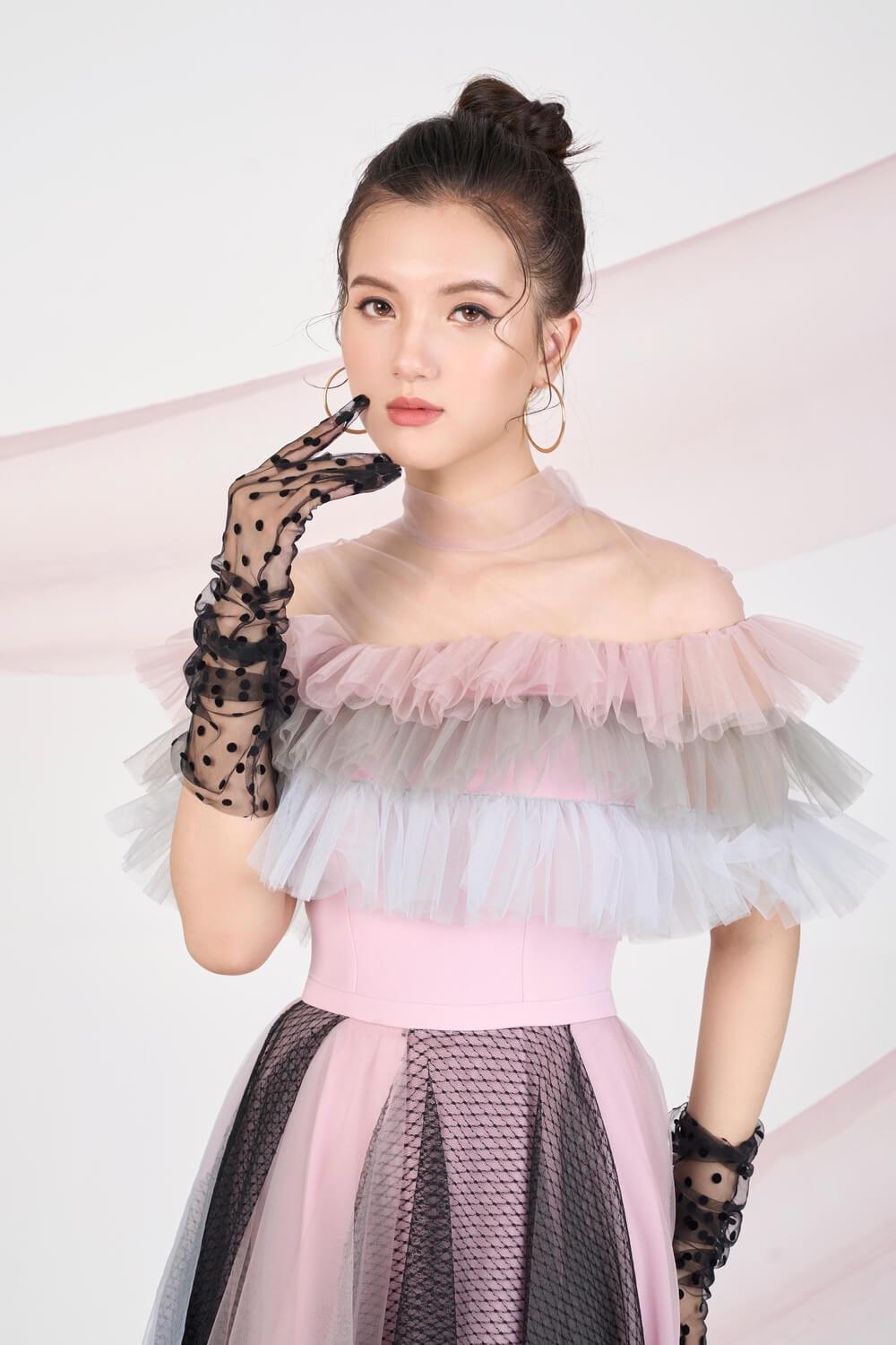 Dermot Layered Ruffle Sleeved Mesh Sheer Midi Dress - MEAN BLVD