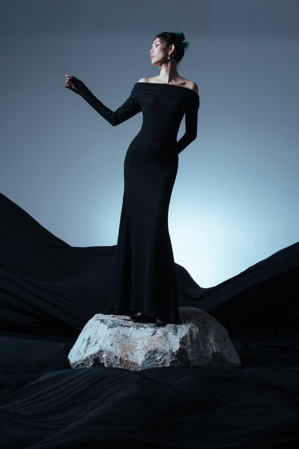 Diana Mermaid Off-Shoulder Jersey Maxi Dress MEAN BLVD