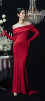 Diana Mermaid Off-Shoulder Jersey Maxi Dress MEAN BLVD