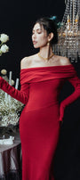 Diana Mermaid Off-Shoulder Jersey Maxi Dress MEAN BLVD
