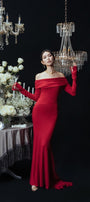 Diana Mermaid Off-Shoulder Jersey Maxi Dress MEAN BLVD