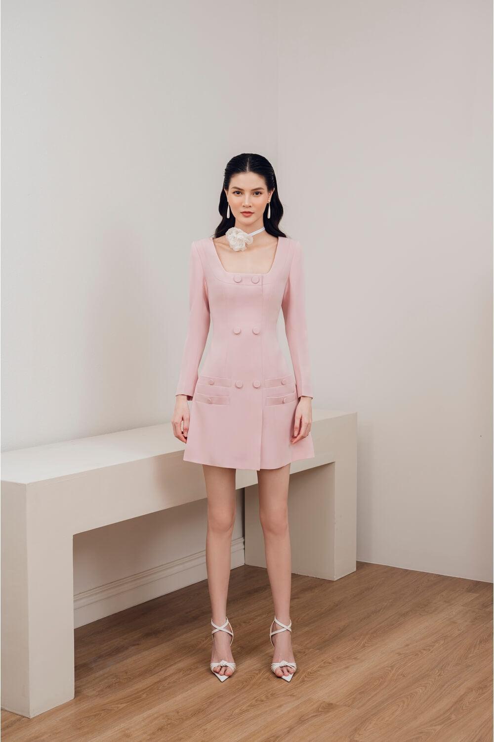 Edana A-line U-Neck Diamond Spandex Mini Dress MEAN BLVD