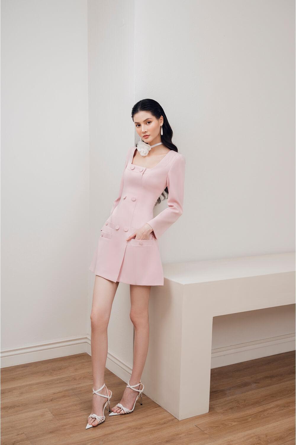 Edana A-line U-Neck Diamond Spandex Mini Dress MEAN BLVD