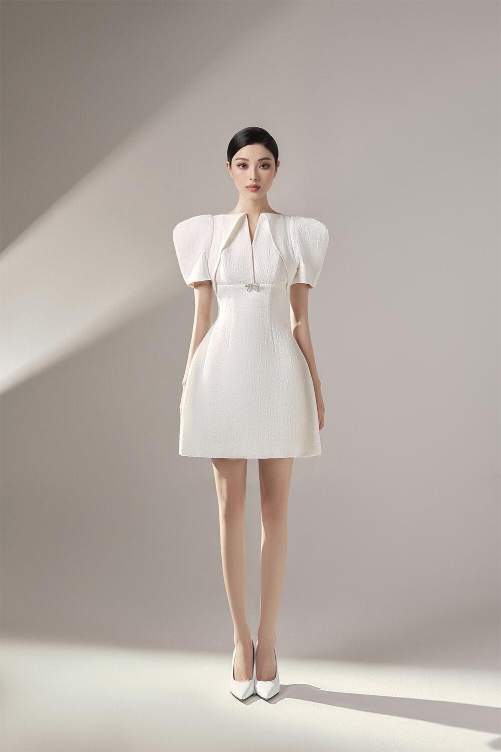 puff sleeve jacquard mini dress & Other Stories + Wide Puff Sleeve Jacquard Mini Dress