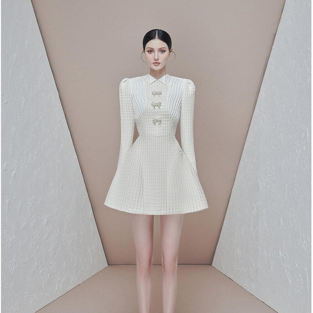 Elda A-line Long Sleeved Tweed Mini Dress MEAN BLVD