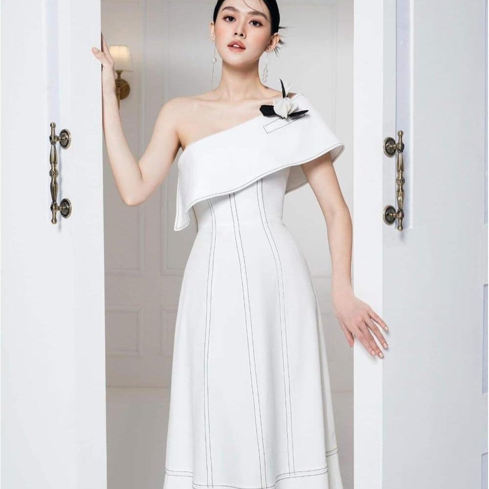 Ellen Asymmetric Shoulder Dress MEAN BLVD