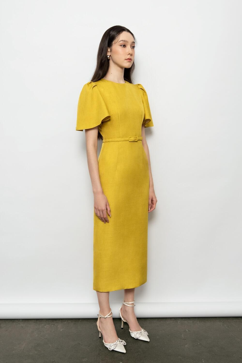 Emma Sheath Round Neck Surah Midi Dress | MEAN BLVD