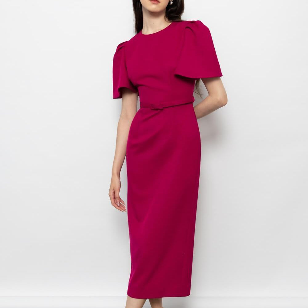 Emma Sheath Round Neck Surah Midi Dress MEAN BLVD