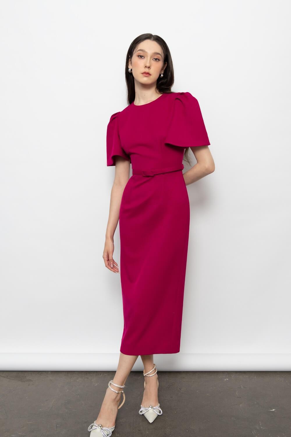 Emma Sheath Round Neck Surah Midi Dress MEAN BLVD