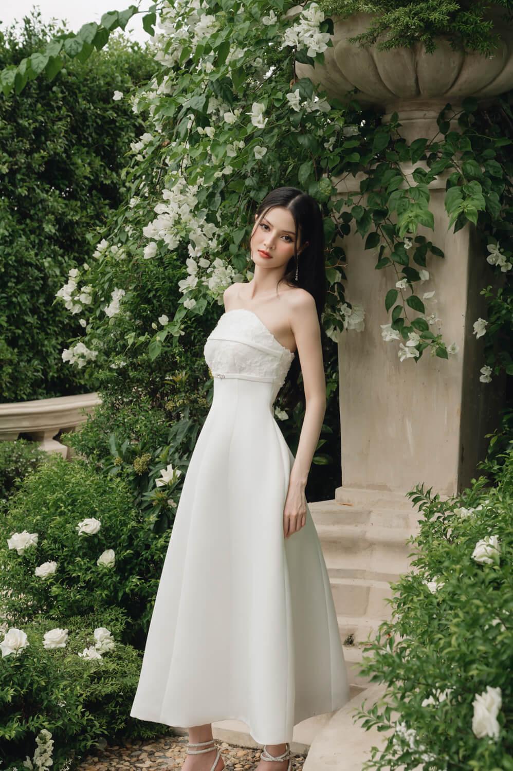 Emma Strapless Backless Cotton Spandex Midi Dress - MEAN BLVD