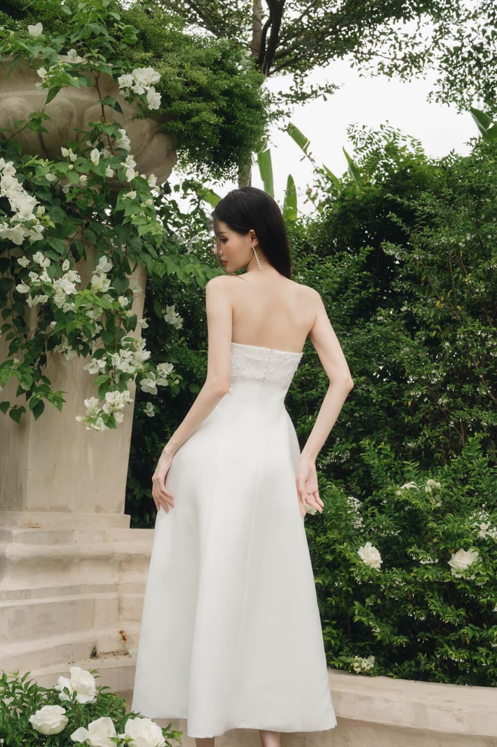 Emma Strapless Backless Cotton Spandex Midi Dress - MEAN BLVD