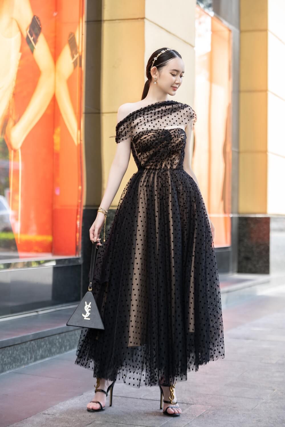 Women's Emma Strapless Straight Across Neck Mesh Taffeta Midi Dress XS/S/M/L/XL Black Mean Blvd M / Black