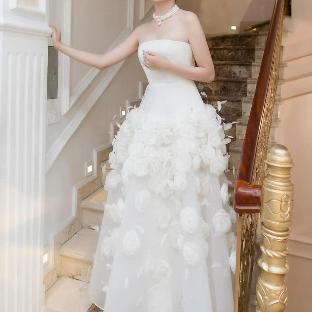 Erato Ball Gown Straight Across Neck Foam Maxi Dress MEAN BLVD