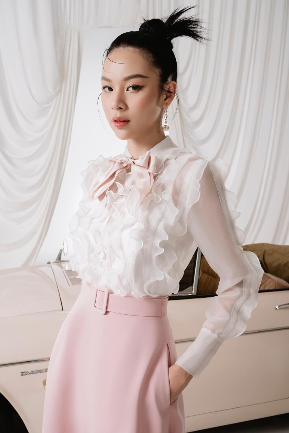 Esme Straight Ruffled Organza Blouse MEAN BLVD