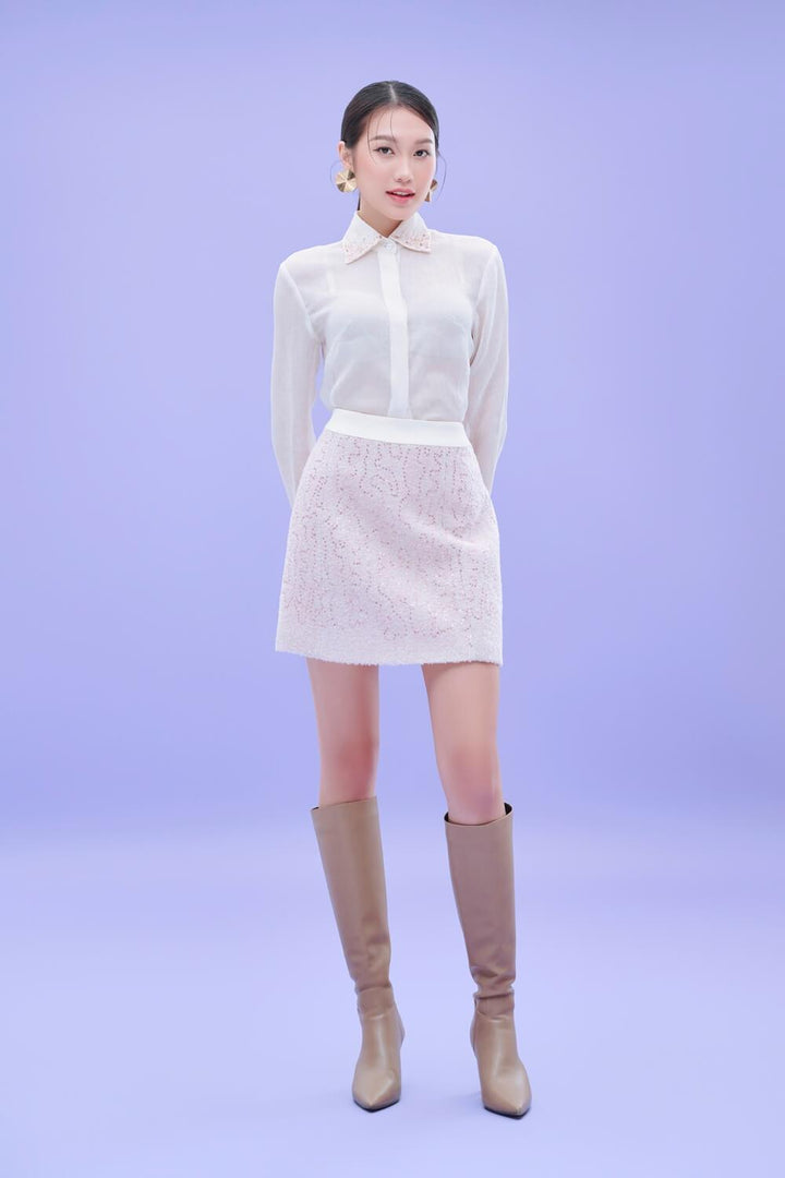 Eva A-line High Waist Wool Mini Skirt MEAN BLVD