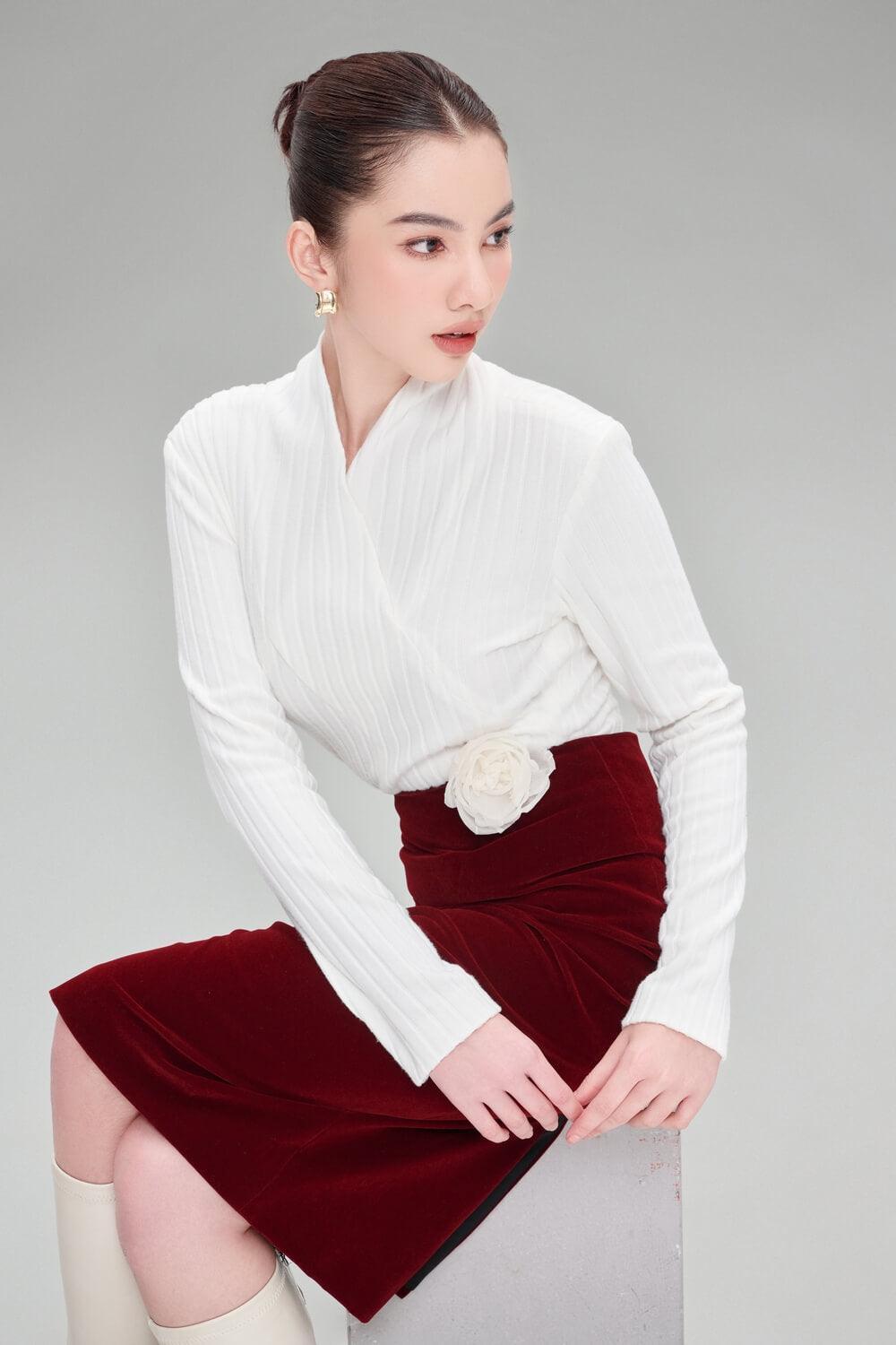 Evangeline Straight Long Sleeved Viscose Top MEAN BLVD