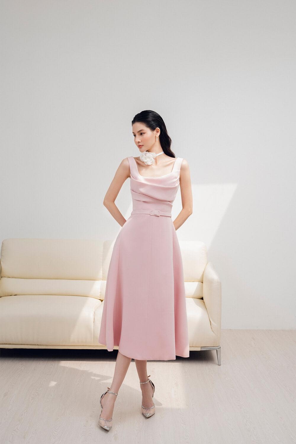 Evelyn A-line Strappy Cotton Midi Dress MEAN BLVD