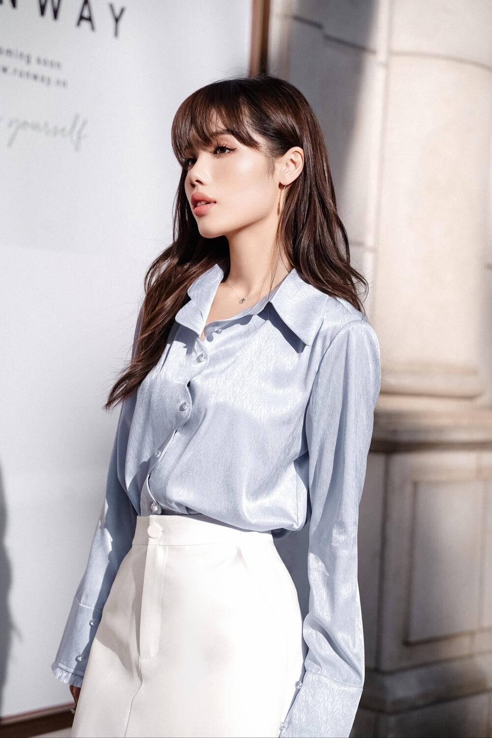 Evelyn Straight Long Sleeved Surah Silk Shirt MEAN BLVD