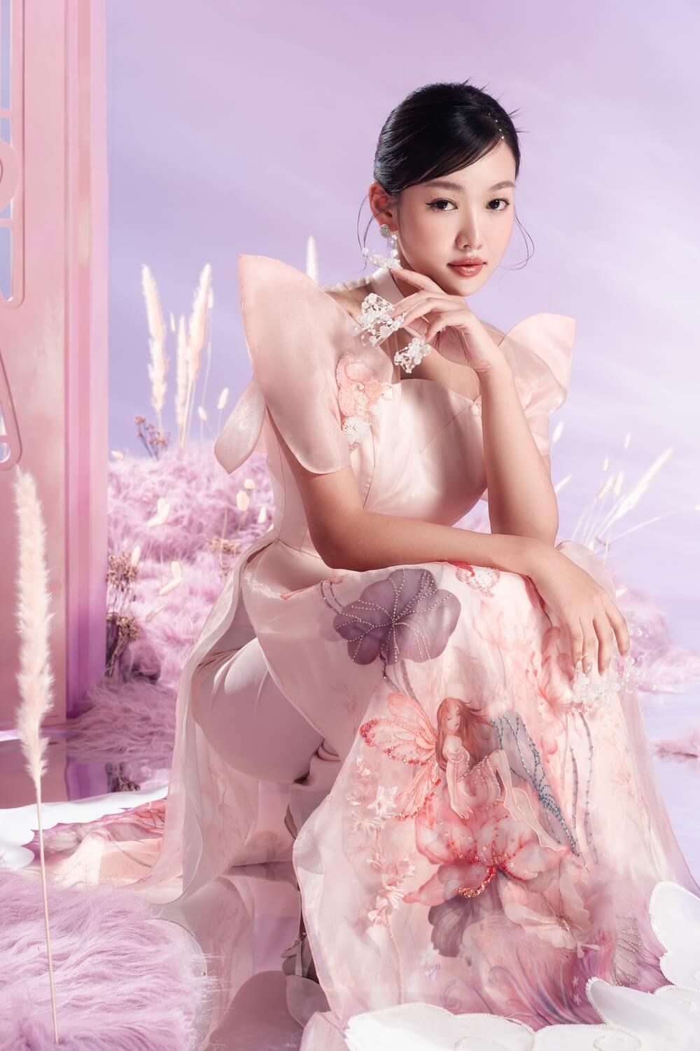 Fairy Fitted Mandarin Collar Organza Long Length Ao Dai MEAN BLVD
