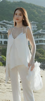 Fistula Straight Wide Leg Silk Extra Long Length Pants MEAN BLVD