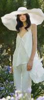 Fistula Straight Wide Leg Silk Extra Long Length Pants MEAN BLVD