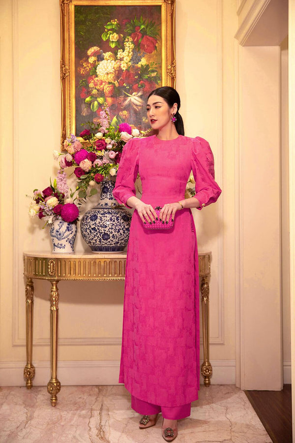Frida Fitted Round Neck Brocade Ankle Length Ao Dai MEAN BLVD