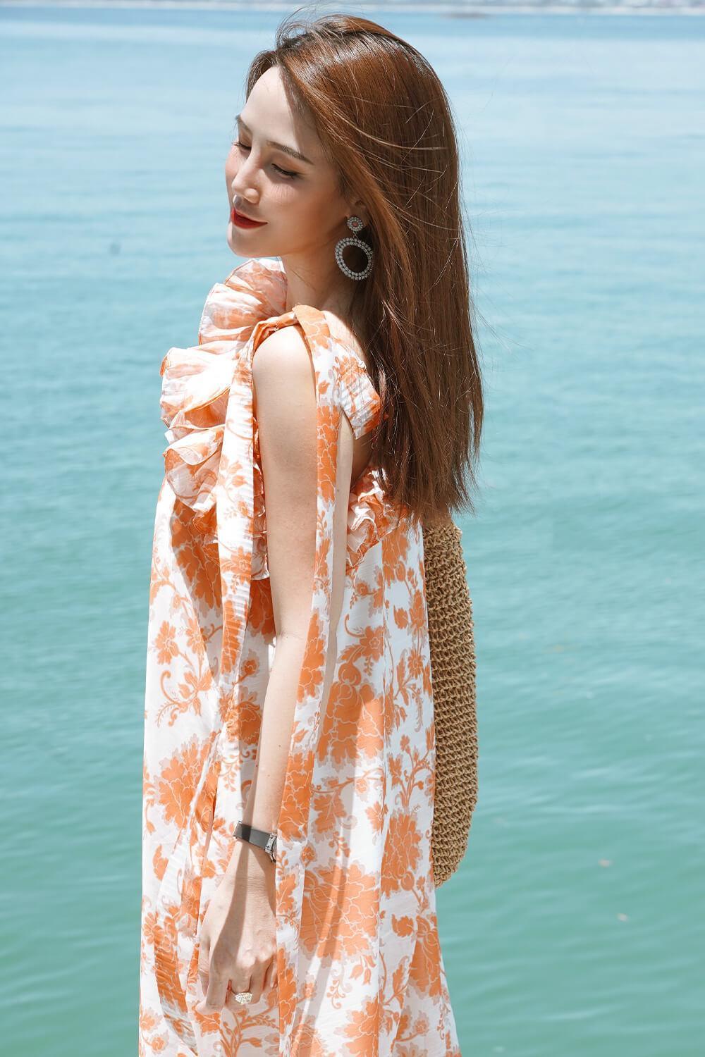 Fusia Tunic Asymmetric Sleeved Chiffon Midi Dress MEAN BLVD
