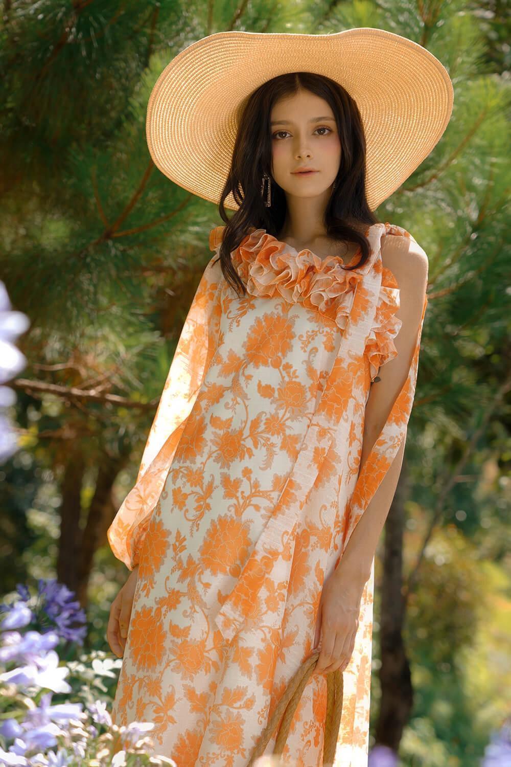 Fusia Tunic Asymmetric Sleeved Chiffon Midi Dress MEAN BLVD