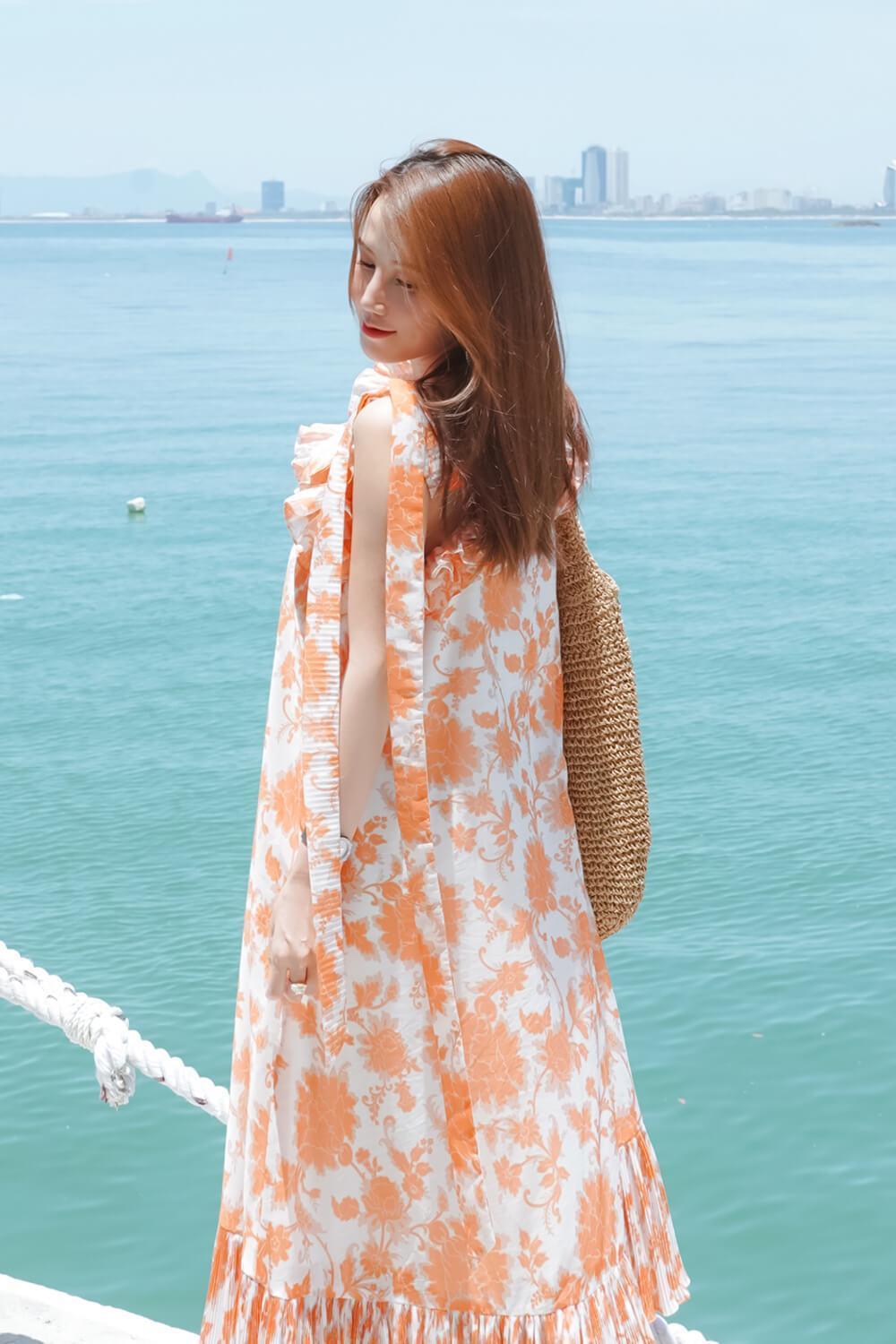Fusia Tunic Asymmetric Sleeved Chiffon Midi Dress MEAN BLVD