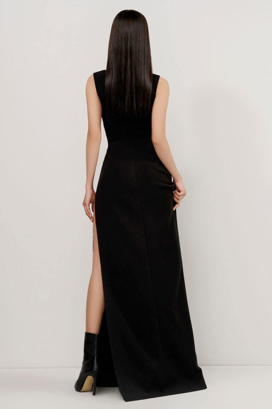 Galvin Asymmetric Strappy Slit Dress MEAN BLVD