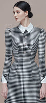 Gianni A-line Shirt Collar Jacquard Midi Dress MEAN BLVD
