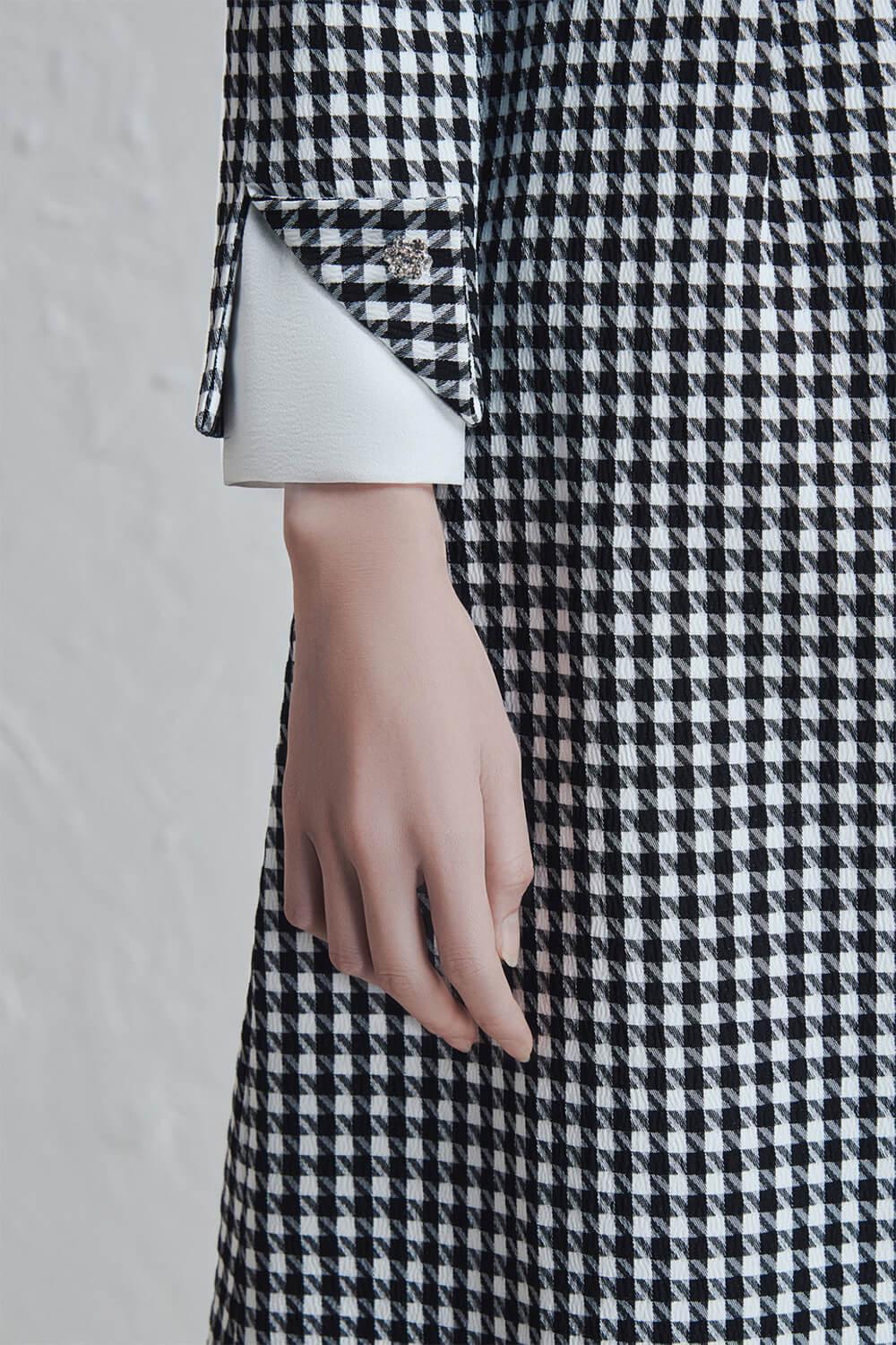 Gianni A-line Shirt Collar Jacquard Midi Dress MEAN BLVD